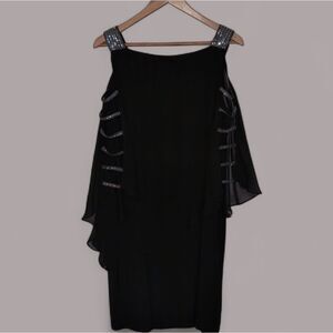 MSK Black Asymmetrical Dress with Embellished Straps Ladies L